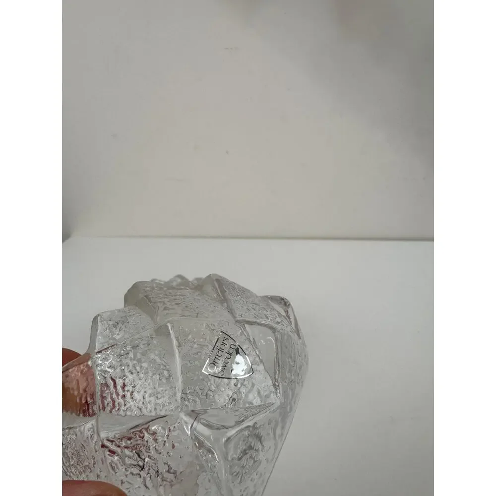 Set of 2 Orrefors Sweden Nimbus Artichoke Votive Heavy Crystal Glass